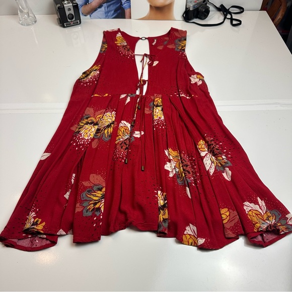 Free People Scarlet Floral Backless Mini Dress | 100% Rayon Boho Festival Summer - Picture 3 of 10